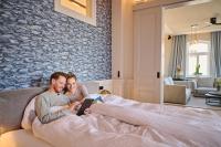 Postel nebo postele na pokoji v ubytování Goldmädchen 93 - Beach House