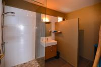 a bathroom with a shower and a sink at Alyzes Diamant in Le Diamant