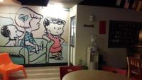 a room with a drawing on the wall at Hwa Hong Hotel in Kaohsiung