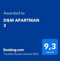 Certifikát, ocenenie alebo iný dokument vystavený v ubytovaní D&M APARTMAN 3