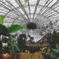 a large greenhouse with a large glass ceiling at Gite les Bruyères in Salbris