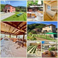 eine Collage mit Fotos mit einem Tisch und einem Haus in der Unterkunft MARCO APARTMENTS di Locanda da Marco in Pignone