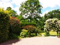 a garden with flowers and trees and a driveway at Gîte 2 personnes, proche mer in Challans