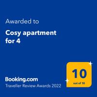 Certifikát, ocenenie alebo iný dokument vystavený v ubytovaní Cosy apartment for 4