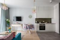 Kuchyň nebo kuchyňský kout v ubytování Apartament Wenecja Błękitna - Młyn Maria - Art Apartments