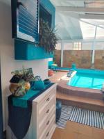 Posteľ alebo postele v izbe v ubytovaní Villa Rosa meravigliosa con piscina interna