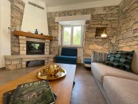 a living room with a couch and a fireplace at VILLA BERTO in Nedeščina