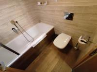 Koupelna v ubytování FREE WELLNESS & SPA MULTIMEDIA APARTMENT - SNÍDANĚ V CENĚ - ZDARMA VSTUP DO WELLNESS, VÍŘIVÉ VANY, SOLNÁ SAUNA, FINSKÁ SAUNA, PARNÍ SAUNA, MASÁŽE, PLAYSTATION 5 a HRY, SKLEP, MODERNÍ VYBAVENÍ, PARKOVÁNÍ ZDARMA, VYBAVENÍ PRO DĚTI, KLIDNÁ LOKALITA
