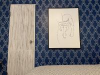 a drawing on a wall next to a bed at Lower Price, More Style, Discount Studio In San Juan,Pr, Beach, Free Bikes in San Juan
