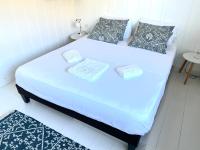 a bed with two pillows on it in a room at Nice 2 bed-rooms villa at Saint Barth in Saint Barthelemy