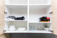 A kitchen or kitchenette at Comfortable romantic 1 bedroom apartment near Augarten