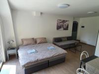 Postel nebo postele na pokoji v ubytování Apartmány ČERNÝ KOHOUT