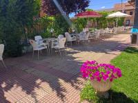 A garden outside Albergue Santa Ana
