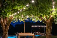 a table under a tree with lights on it at MAISON de la Bonne Vie in Thérondels