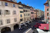 an overhead view of a city street with buildings at LEtage - Large T3 in the heart of the Old Town of Annecy in Annecy