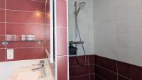 a bathroom with a shower and a sink at Le petit Moulin de la Motte in Bellenot-sous-Pouilly