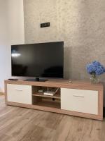 Televízia a/alebo spoločenská miestnosť v ubytovaní Apartament na Skarpie