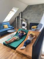 A seating area at Superb Mýto Apartment