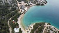 an aerial view of a beach and the ocean at Mobile Home Sea Shell Šime, Drage in Drage