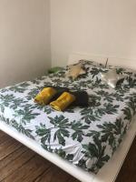 Łóżko lub łóżka w pokoju w obiekcie Maison spacieuse authentique proche St Malo Rennes, bienvenue à la Casa Cozumel