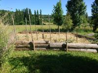 a bunch of logs in a field with a fence at Comfortable Quiet House in the countryside Porte-du-Quercy for 8 people in Sérignac
