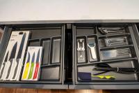 a drawer full of kitchen utensils in a cabinet at Superior, classy residence,7&#47;24 Security,2 bedroom ( Benesta 205 ) in Istanbul