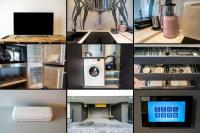 a collage of different pictures of a kitchen with a refrigerator at Superior, classy residence,7&#47;24 Security,2 bedroom ( Benesta 205 ) in Istanbul