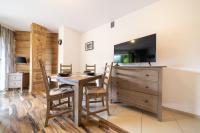 Televízia a/alebo spoločenská miestnosť v ubytovaní Oliwkowy, Apartament widokowy z dużym tarasem