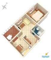 a floor plan of a room with furniture at Apartments by the sea Jezera, Murter - 5123 in Jezera