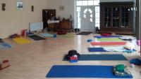 a room with a bunch of yoga mats on the floor at Landhotel &amp; Restaurant Kains Hof in Uhlstädt