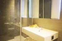 a bathroom with a sink and a shower at Beauty Hotels Taipei - Hotel B6 in Taipei