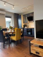 Televízia a/alebo spoločenská miestnosť v ubytovaní Luxury Maślice Apartment