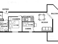 El plano del piso de Appartement Les Saisies, 2 pi&egrave;ces, 4 personnes - FR-1-594-168