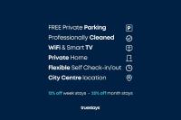 a screenshot of a screen with the free private parking at NEW Berkley House by Truestays - 3 Bedroom House in Stoke-on-Trent in Etruria