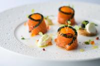 a white plate with some food on it at Pearl Star Hotel ATAMI in Atami