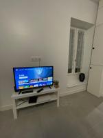 Televízia a/alebo spoločenská miestnosť v ubytovaní Les appartements d’Edgar