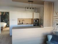 Kuchnia lub aneks kuchenny w obiekcie Le Château des Abeilles - appartement récemment rénové - proche centre village et route des vins