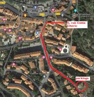 a map of a city with a red line at 5COMA2 Appartement proche plage in Collioure