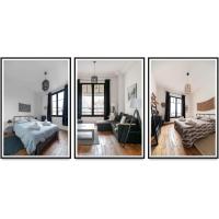 4 fotos de una sala de estar y un dormitorio en Résidence Le Paris - Appartements centre ville, en Vichy