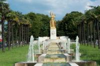 a statue of a woman in a fountain in a park at Studio calme &amp; lumineux, vue sur le jardin, WIFI in Paris