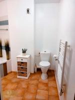 a small bathroom with a toilet and a sink at Magnifique appartement 2 pièces in Deauville