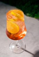 ポルト・アレグレにあるSwan Generation Porto Alegreのグラスのドリンク(オレンジスライス付)