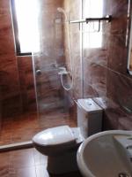 a bathroom with a toilet and a shower and a sink at Dreamily Fish B&amp;B in Magong