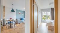 Posedenie v ubytovaní Apartamenty Sun & Snow Port Krynica przy porcie i promenadzie