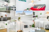 a collage of photos of a kitchen and a living room at Homey AWAY - Centre-ville &#47; Au Calme &#47; Proche des transports pour Genève in Annemasse