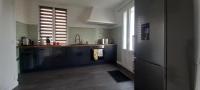 cocina con fregadero y nevera en Spacious 3-Bed House in Chateau Garnier, en Château-Garnier