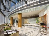 a rendering of the lobby of a hotel at J Hotel, Shanghai Tower - Above All Else, Overlooking the Bund in Shanghai