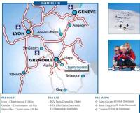 a map of a ski resort with two children in a sled at Charmant T2 proche des pistes superbe vue in Chamrousse