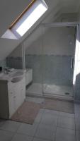 a bathroom with a shower and a sink at Les Hauts de Proisy in Proisy