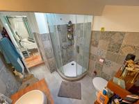 y baño con ducha, aseo y lavamanos. en Villa d&#39;architecte avec piscine et grand jardin, en Marsella